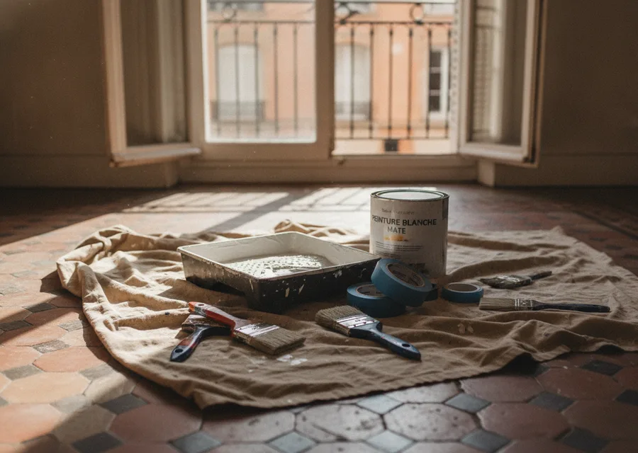 Travaux de peinture sur une maison à Toulouse — illustration